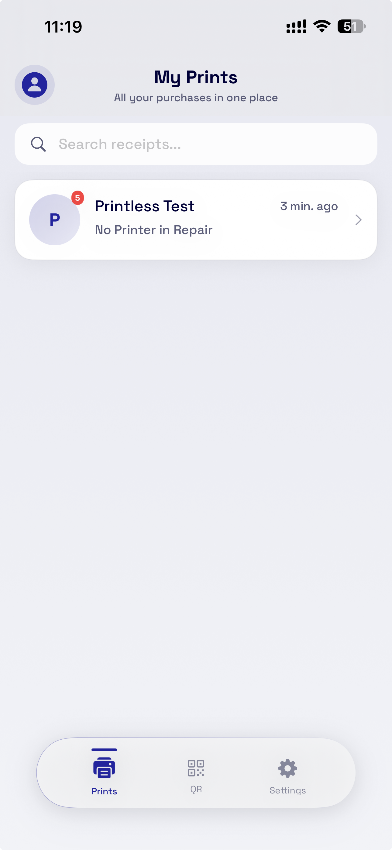 Printless consumer app — all your receipts in one place